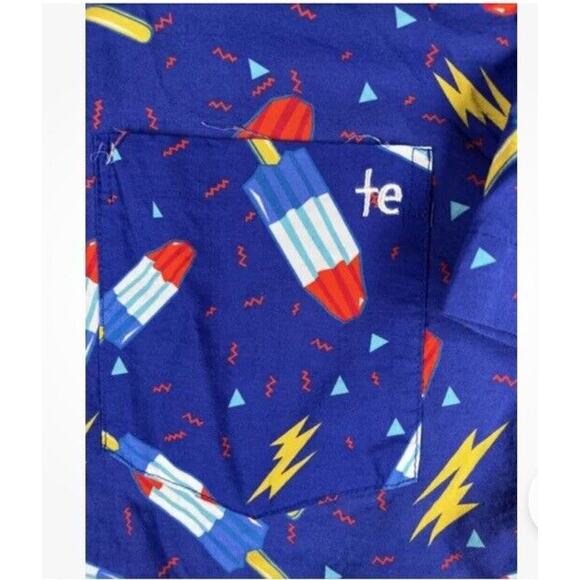 Tipsy‎ Elves Blue Grande Finale Bombpop Popscicle USA Button down SS Men’s 3XL - Picture 6 of 6